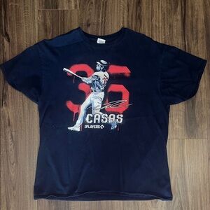 Black Graphic T-Shirt with Red Accents